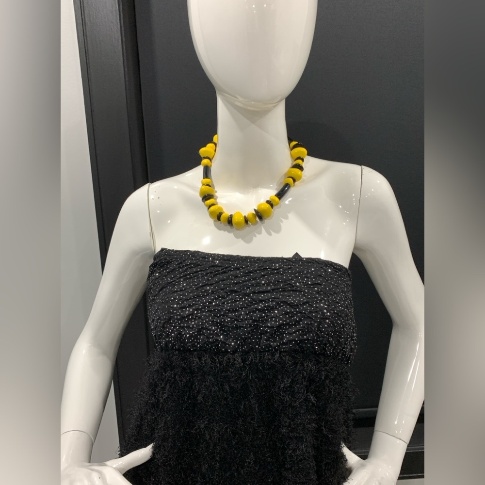 Vintage AJC American Jewelry Chain Co Necklace Chunky Yellow Black 80s Memphis